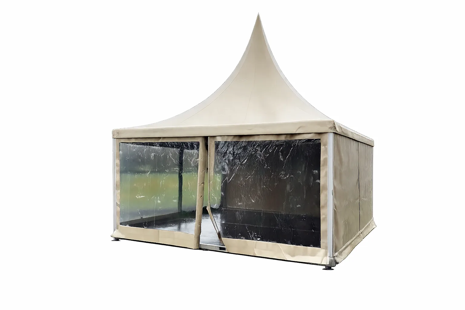 Pagodetent 5x5 Zand  incl. opbouw en zijwanden